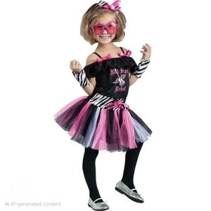 Rock Star Rebel Kids Costume - Black and Pink